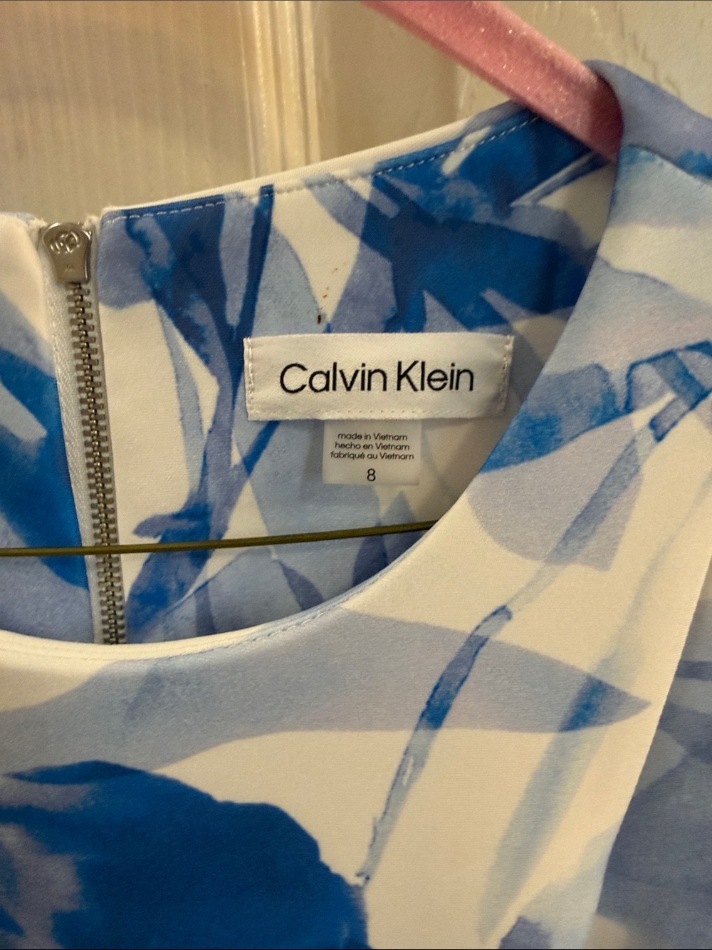 Calvin Klein Blue Floral Midi Dress on White - Picture 5 of 12